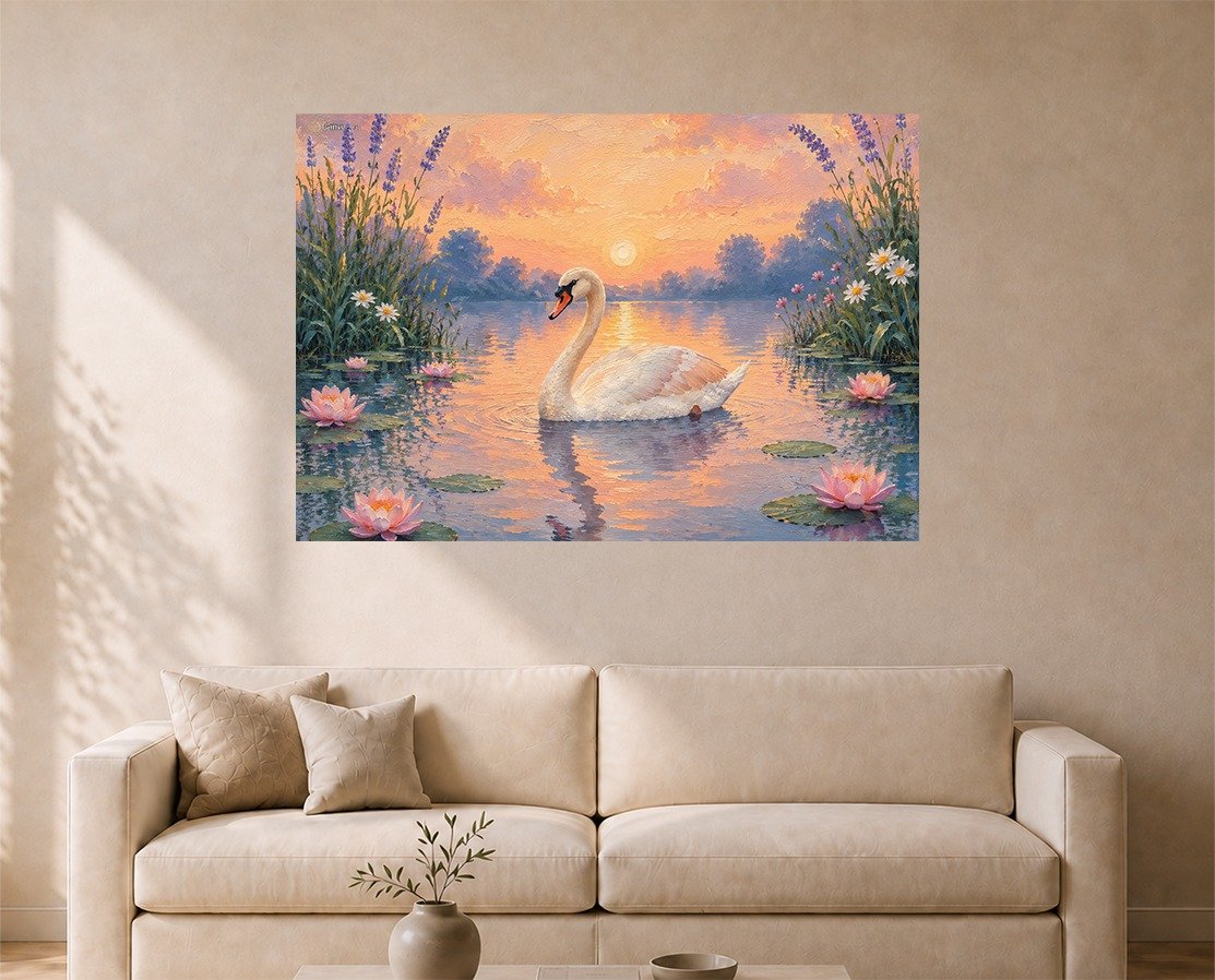Swan landscape Canvas painting