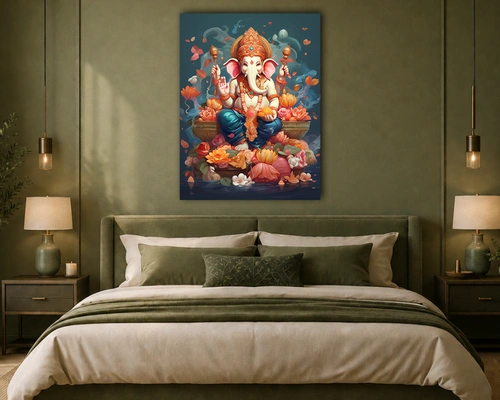 Ganpati portrait acrylic painting