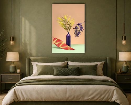 Modern Tropical Leaf portrait acrylic painting