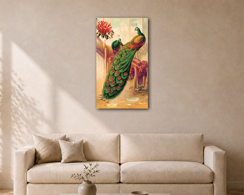 vibrant peacock portrait  acrylic painting 2