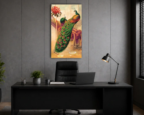 vibrant peacock portrait  acrylic painting 3