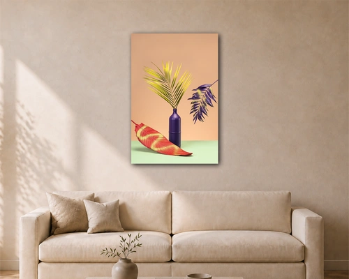 Modern Tropical Leaf portrait acrylic painting 2